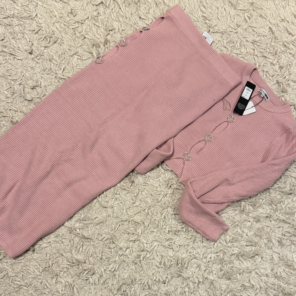 Fashion Nova Pink Ribbed Skirt Set